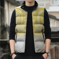 Philippines Filipinos Sleeveless Puffer Jacket Igorot Tribal Pattern White