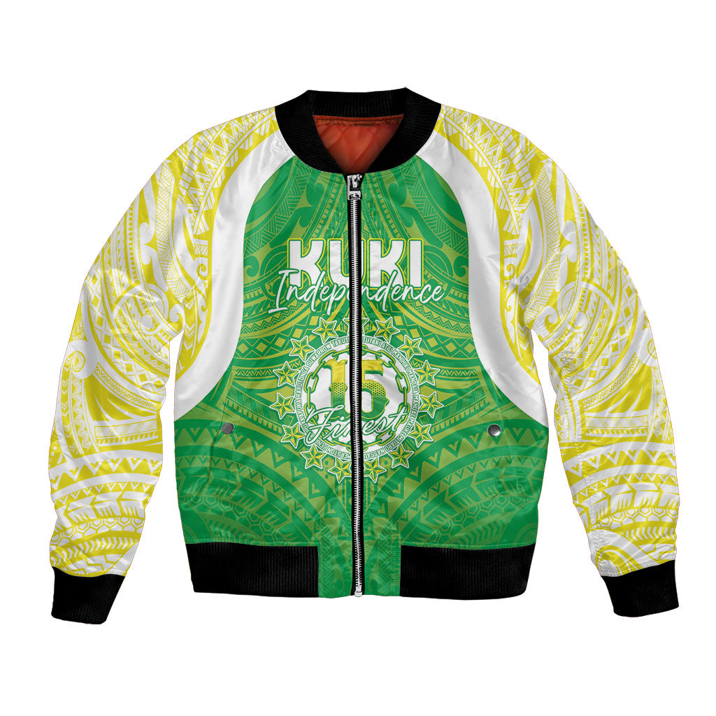 Kuki Independence 2026 Bomber Jacket Cook Islands 15 Finest Green Version LT05 Unisex Green - Polynesian Pride