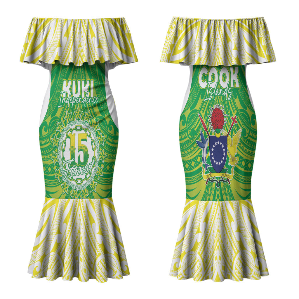 Kuki Independence 2026 Family Matching Mermaid Dress and Hawaiian Shirt Cook Islands 15 Finest Green Version LT05 Mom's Dress Green - Polynesian Pride