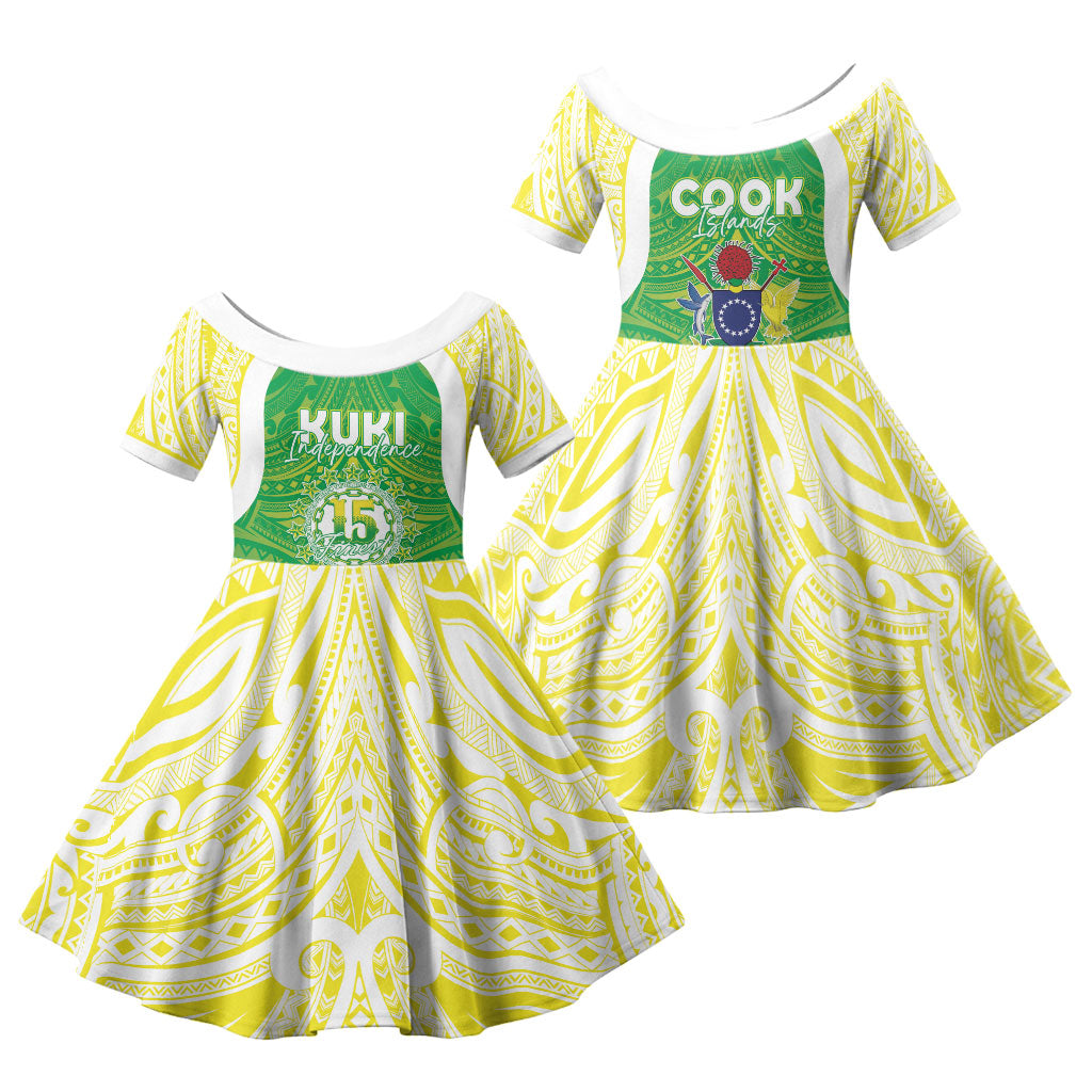 Kuki Independence 2026 Family Matching Mermaid Dress and Hawaiian Shirt Cook Islands 15 Finest Green Version LT05 Daughter's Dress Green - Polynesian Pride