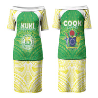 Kuki Independence 2026 Family Matching Puletasi and Hawaiian Shirt Cook Islands 15 Finest Green Version LT05 Mom's Dress Green - Polynesian Pride