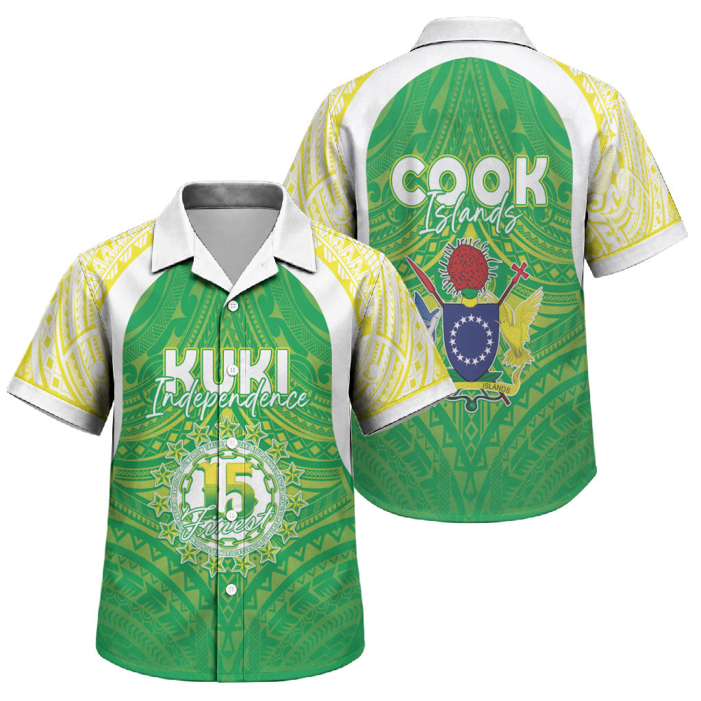 Kuki Independence 2026 Family Matching Puletasi and Hawaiian Shirt Cook Islands 15 Finest Green Version LT05 Son's Shirt Green - Polynesian Pride