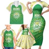 Kuki Independence 2026 Family Matching Short Sleeve Bodycon Dress and Hawaiian Shirt Cook Islands 15 Finest Green Version LT05 - Polynesian Pride