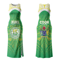 Kuki Independence 2026 Family Matching Tank Maxi Dress and Hawaiian Shirt Cook Islands 15 Finest Green Version LT05 Mom's Dress Green - Polynesian Pride