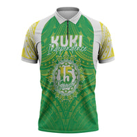 Kuki Independence 2026 Zipper Polo Shirt Cook Islands 15 Finest Green Version LT05 Green - Polynesian Pride