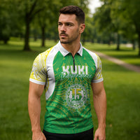 Kuki Independence 2026 Zipper Polo Shirt Cook Islands 15 Finest Green Version LT05 - Polynesian Pride
