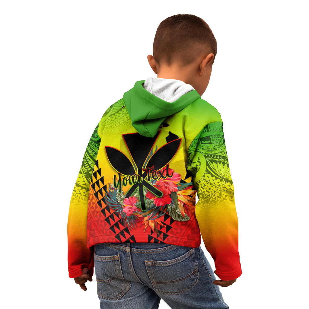 Personalized Hawaii Kid Hoodie Kakau Kanaka Maoli With Hibiscus Flowers LT05 - Polynesian Pride