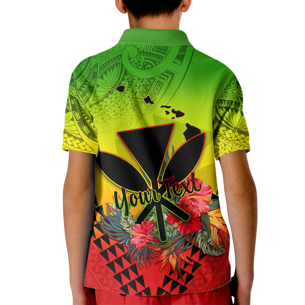 Personalized Hawaii Kid Polo Shirt Kakau Kanaka Maoli With Hibiscus Flowers LT05 - Polynesian Pride