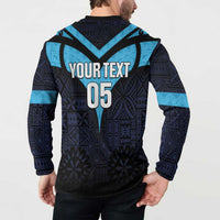 Custom Fiji Kaiviti Rugby Button Sweatshirt Fiji Tapa Pattern LT05 - Polynesian Pride