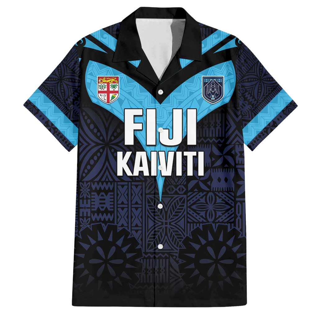 Custom Fiji Kaiviti Rugby Family Matching Long Sleeve Bodycon Dress and Hawaiian Shirt Fiji Tapa Pattern