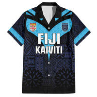 Custom Fiji Kaiviti Rugby Family Matching Off The Shoulder Long Sleeve Dress and Hawaiian Shirt Fiji Tapa Pattern