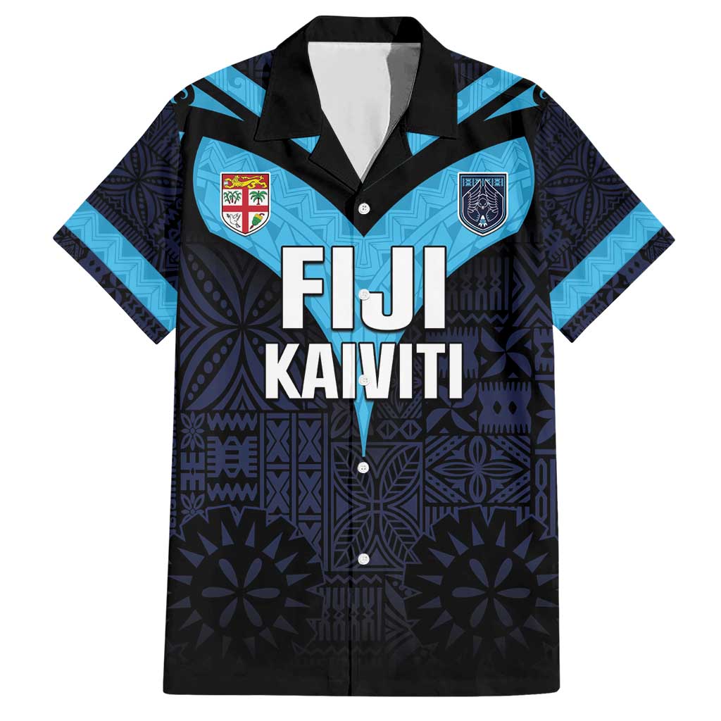 Custom Fiji Kaiviti Rugby Family Matching Short Sleeve Bodycon Dress and Hawaiian Shirt Fiji Tapa Pattern