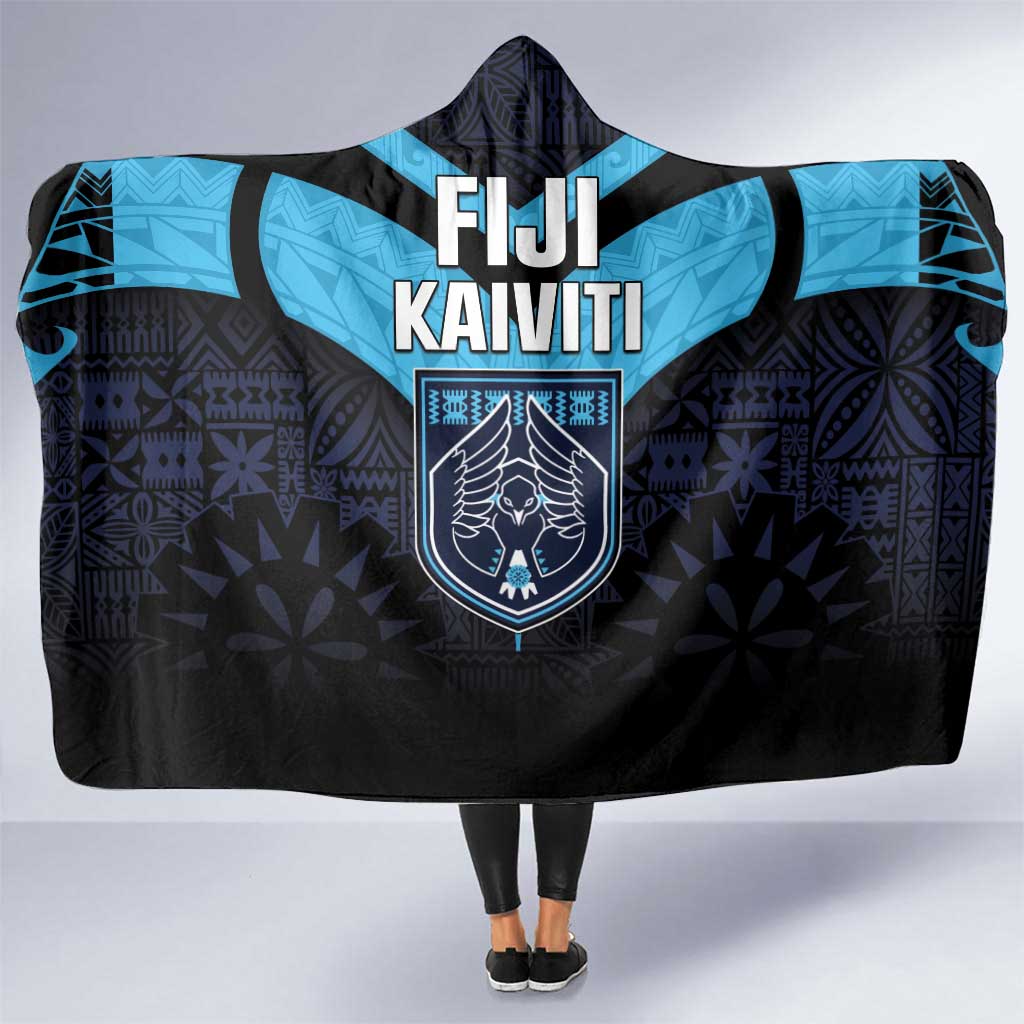 Fiji Kaiviti Rugby Hooded Blanket Fiji Tapa Pattern LT05 One Size Blue - Polynesian Pride