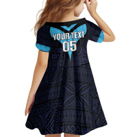 Custom Fiji Kaiviti Rugby Kid Short Sleeve Dress Fiji Tapa Pattern LT05 - Polynesian Pride