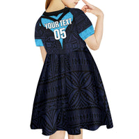 Custom Fiji Kaiviti Rugby Kid Short Sleeve Dress Fiji Tapa Pattern LT05 - Polynesian Pride