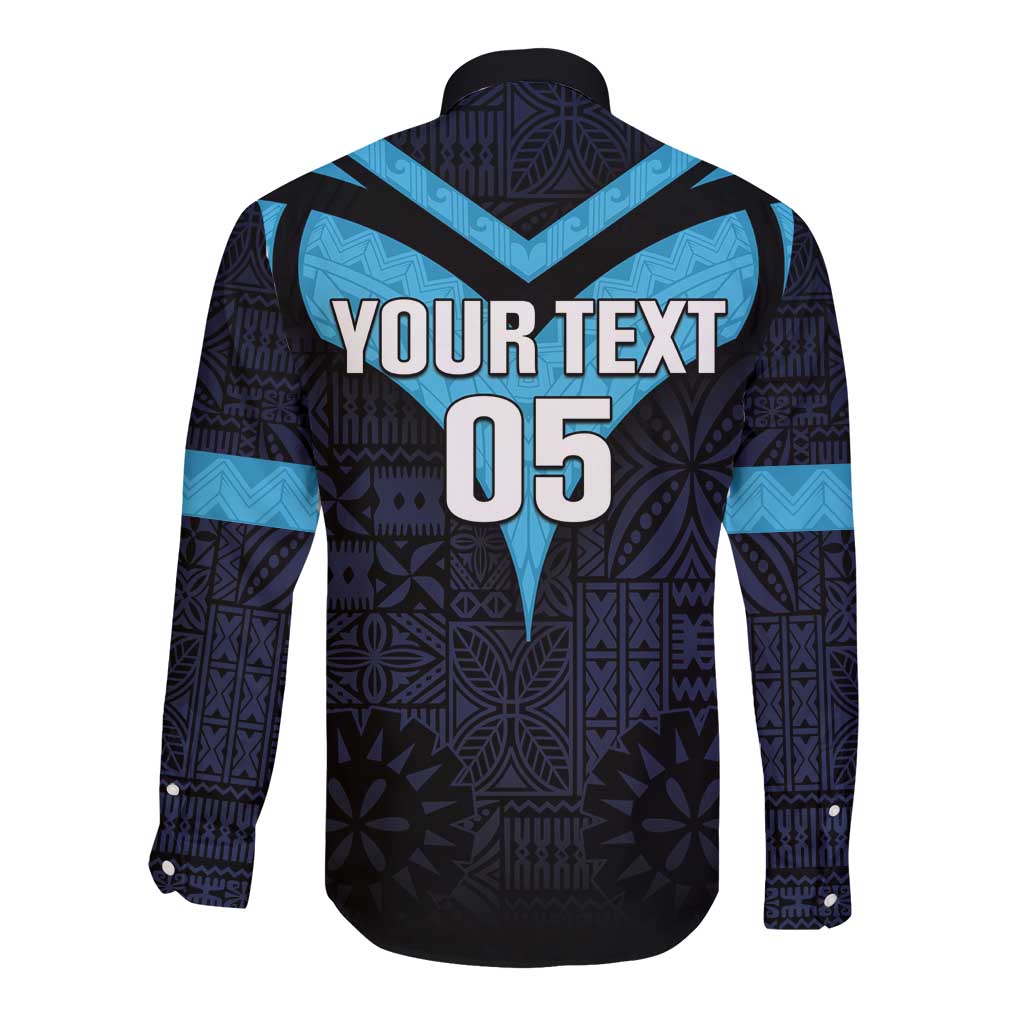 Custom Fiji Kaiviti Rugby Long Sleeve Button Shirt Fiji Tapa Pattern