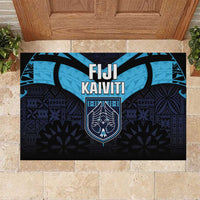 Fiji Kaiviti Rugby Rubber Doormat Fiji Tapa Pattern LT05 Blue - Polynesian Pride