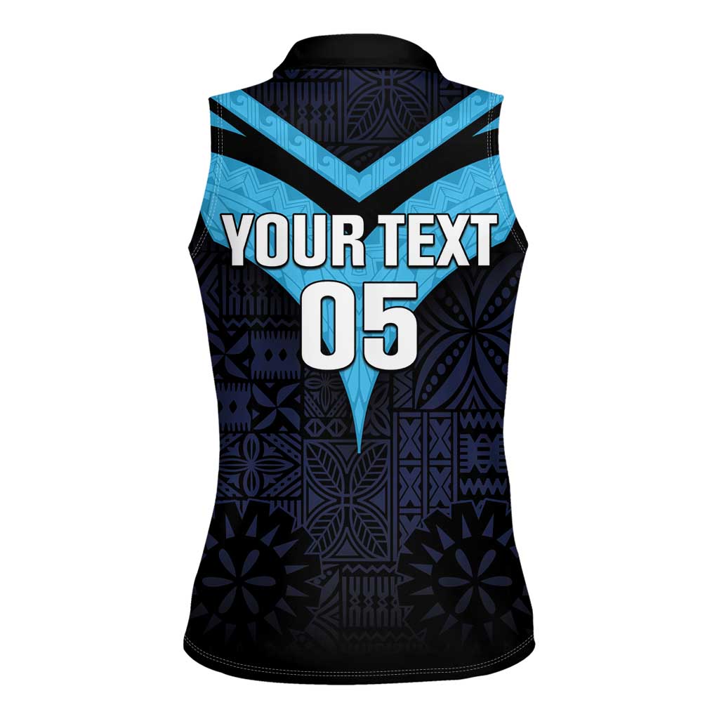 Custom Fiji Kaiviti Rugby Women Sleeveless Polo Shirt Fiji Tapa Pattern LT05 - Polynesian Pride