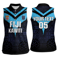 Custom Fiji Kaiviti Rugby Women Sleeveless Polo Shirt Fiji Tapa Pattern LT05 - Polynesian Pride