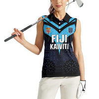 Custom Fiji Kaiviti Rugby Women Sleeveless Polo Shirt Fiji Tapa Pattern LT05 - Polynesian Pride