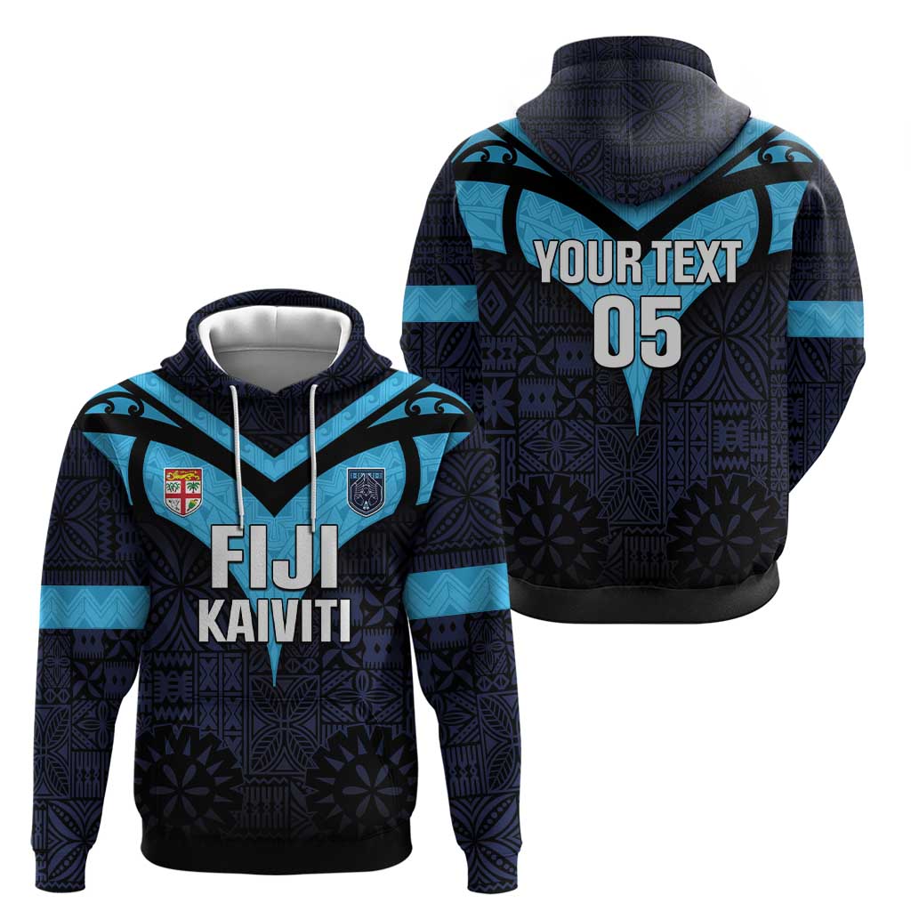 Custom Fiji Kaiviti Rugby Zip Hoodie Fiji Tapa Pattern