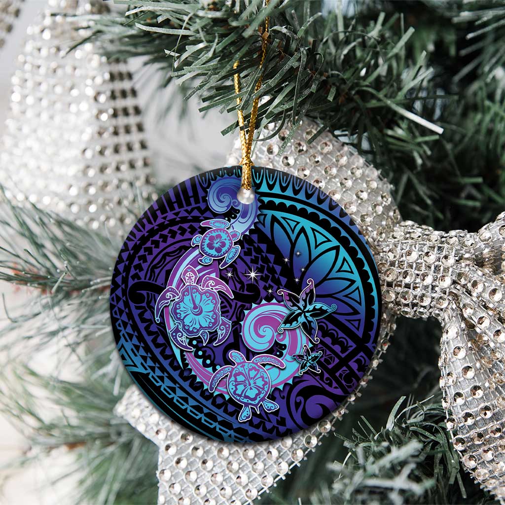 Hawaii Makahiki Turtle Ceramic Ornament Spiral Polynesian Tattoo