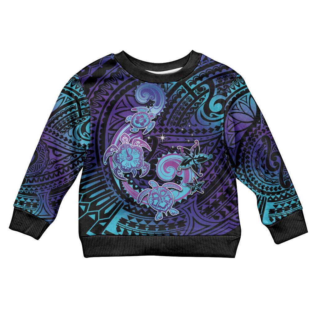 Hawaii Makahiki Turtle Kid Ugly Christmas Sweater Spiral Polynesian Tattoo