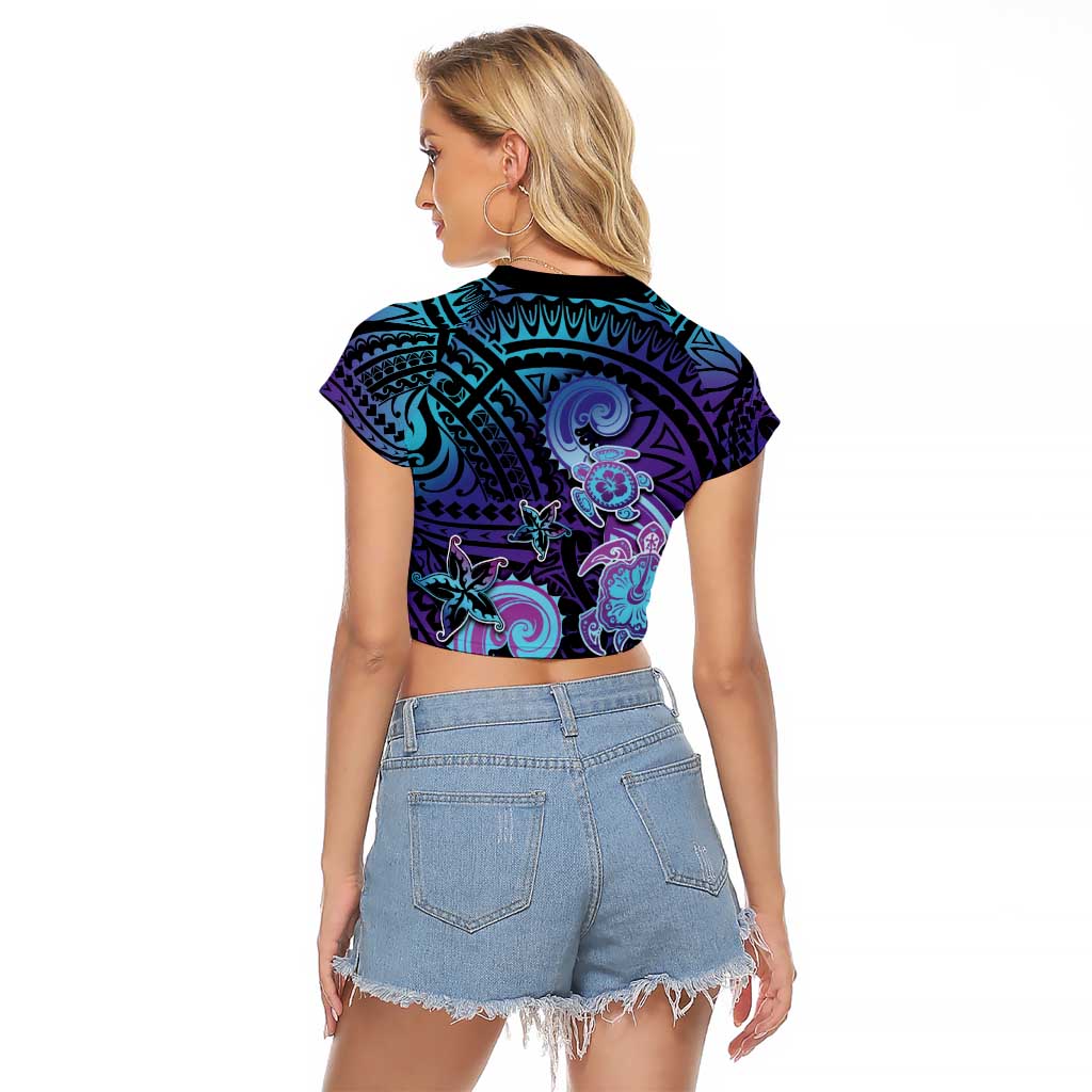 Hawaii Makahiki Turtle Raglan Cropped T Shirt Spiral Polynesian Tattoo