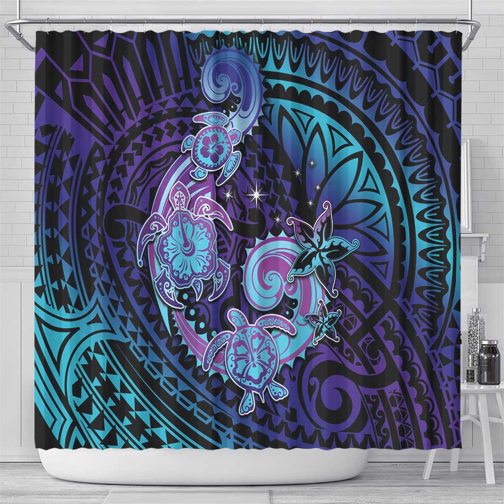 Hawaii Makahiki Turtle Shower Curtain Spiral Polynesian Tattoo