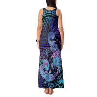 Hawaii Makahiki Turtle Tank Maxi Dress Spiral Polynesian Tattoo