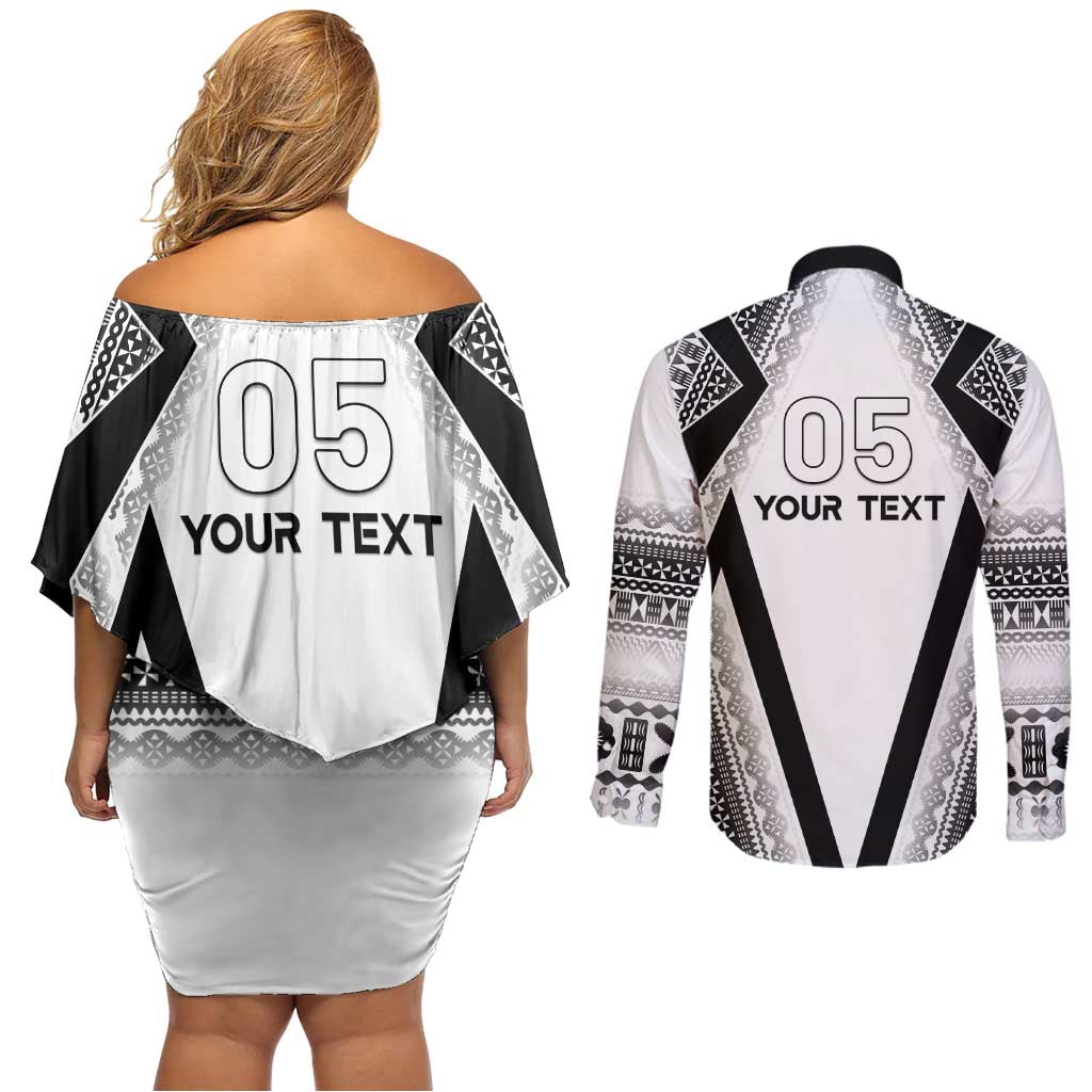 Custom Bula Fiji Football Couples Matching Off Shoulder Short Dress and Long Sleeve Button Shirt Go Champions - Polynesian Pride