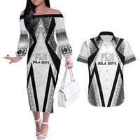 Custom Bula Fiji Football Couples Matching Off The Shoulder Long Sleeve Dress and Hawaiian Shirt Go Champions - Polynesian Pride