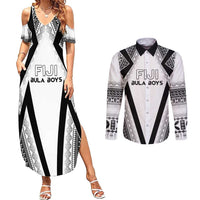 Custom Bula Fiji Football Couples Matching Summer Maxi Dress and Long Sleeve Button Shirt Go Champions - Polynesian Pride