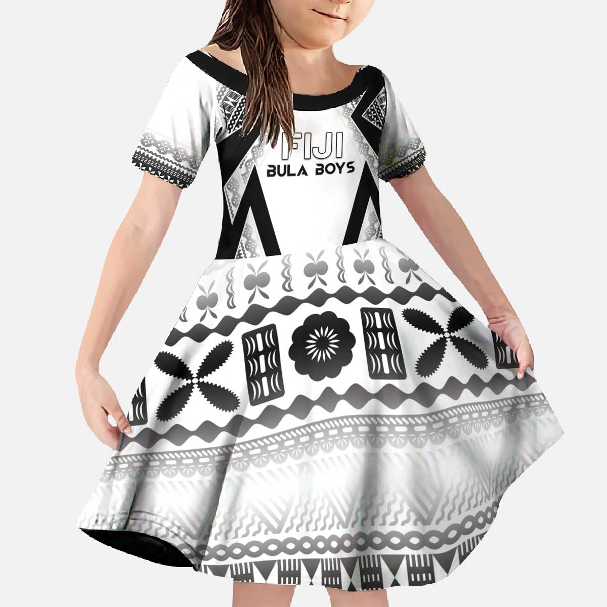 Custom Bula Fiji Football Family Matching Off The Shoulder Long Sleeve Dress and Hawaiian Shirt Go Champions - Polynesian Pride