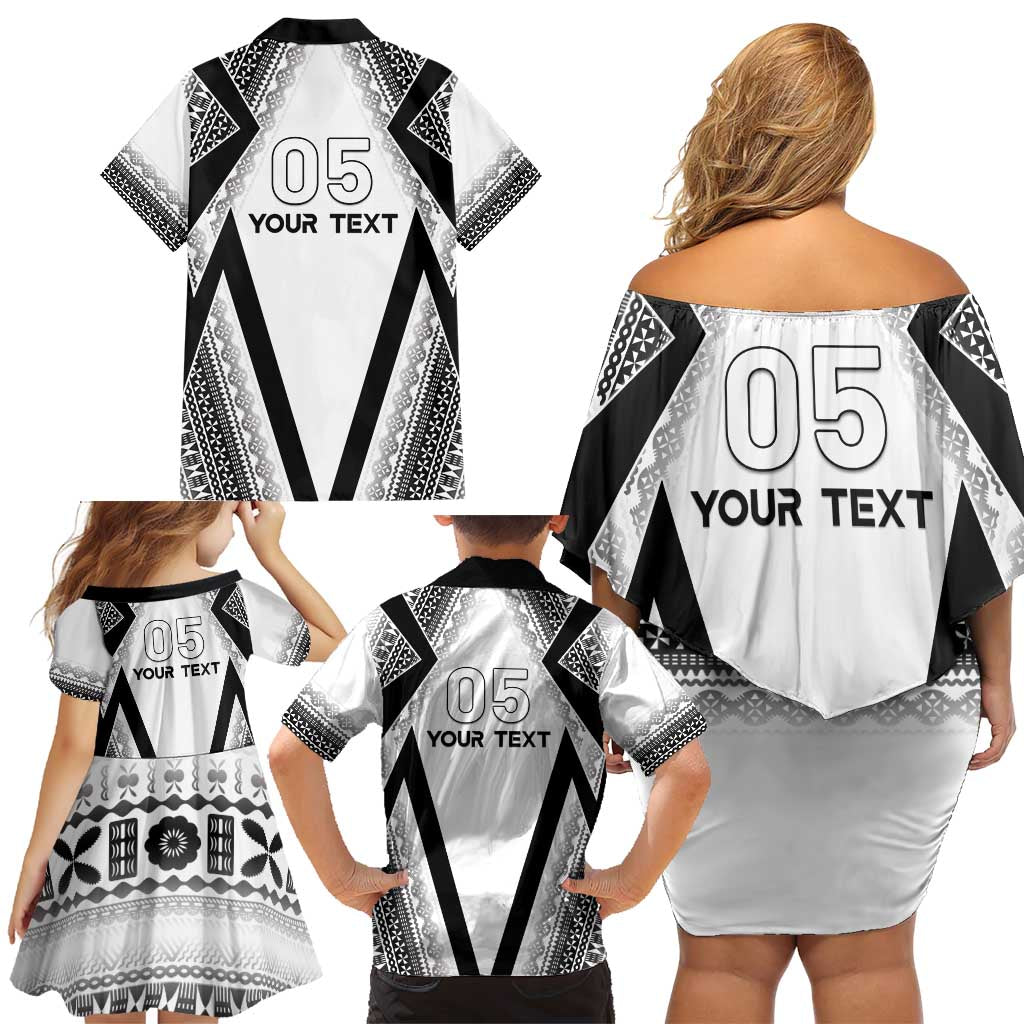 Custom Bula Fiji Football Family Matching Off Shoulder Short Dress and Hawaiian Shirt Go Champions - Polynesian Pride
