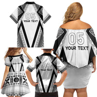 Custom Bula Fiji Football Family Matching Off Shoulder Short Dress and Hawaiian Shirt Go Champions - Polynesian Pride
