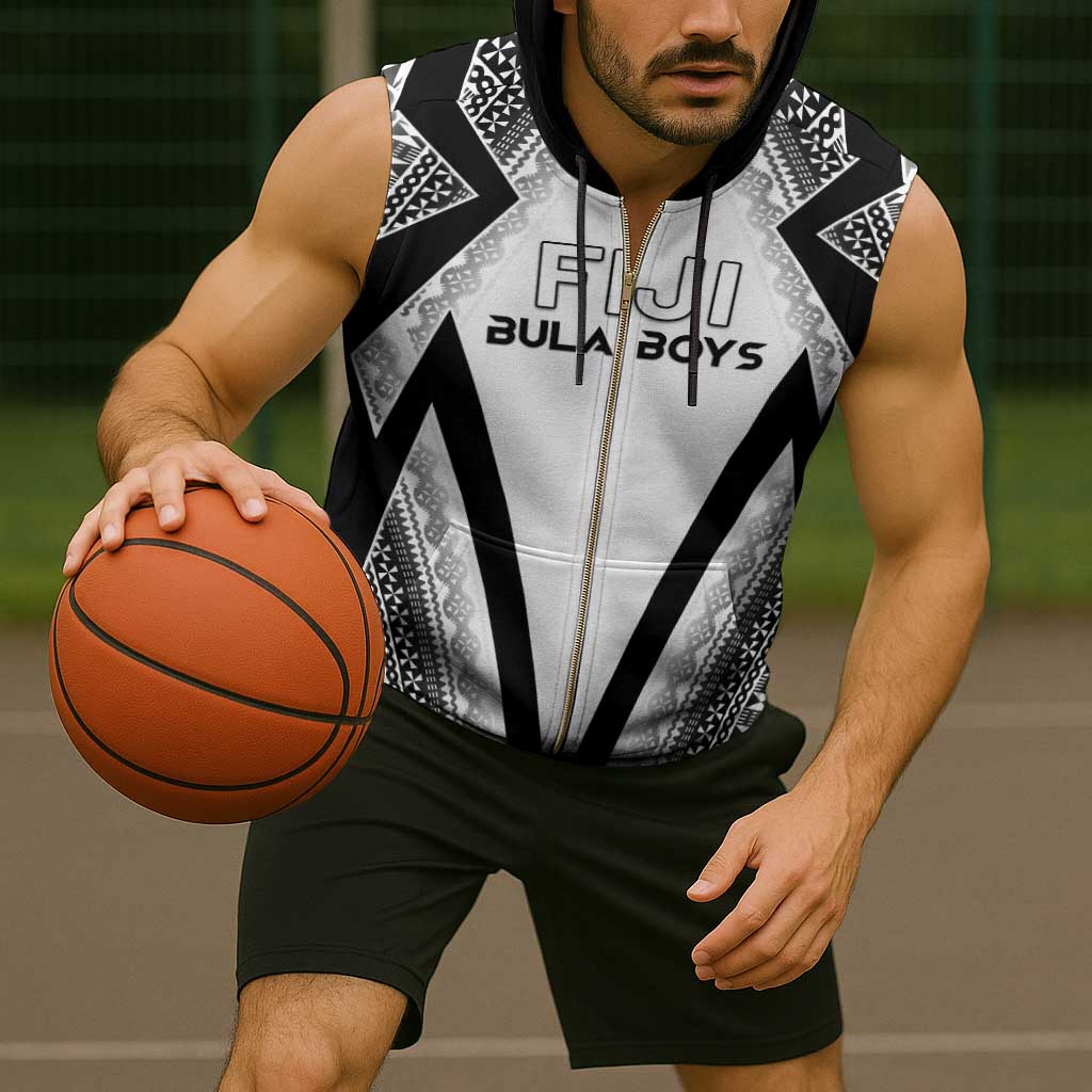 Custom Bula Fiji Football Sleeveless Zip Hoodie Go Champions - Polynesian Pride
