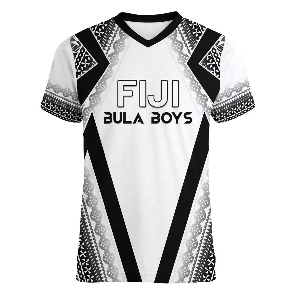 Custom Bula Fiji Football Women V-Neck T-Shirt Go Champions - Polynesian Pride
