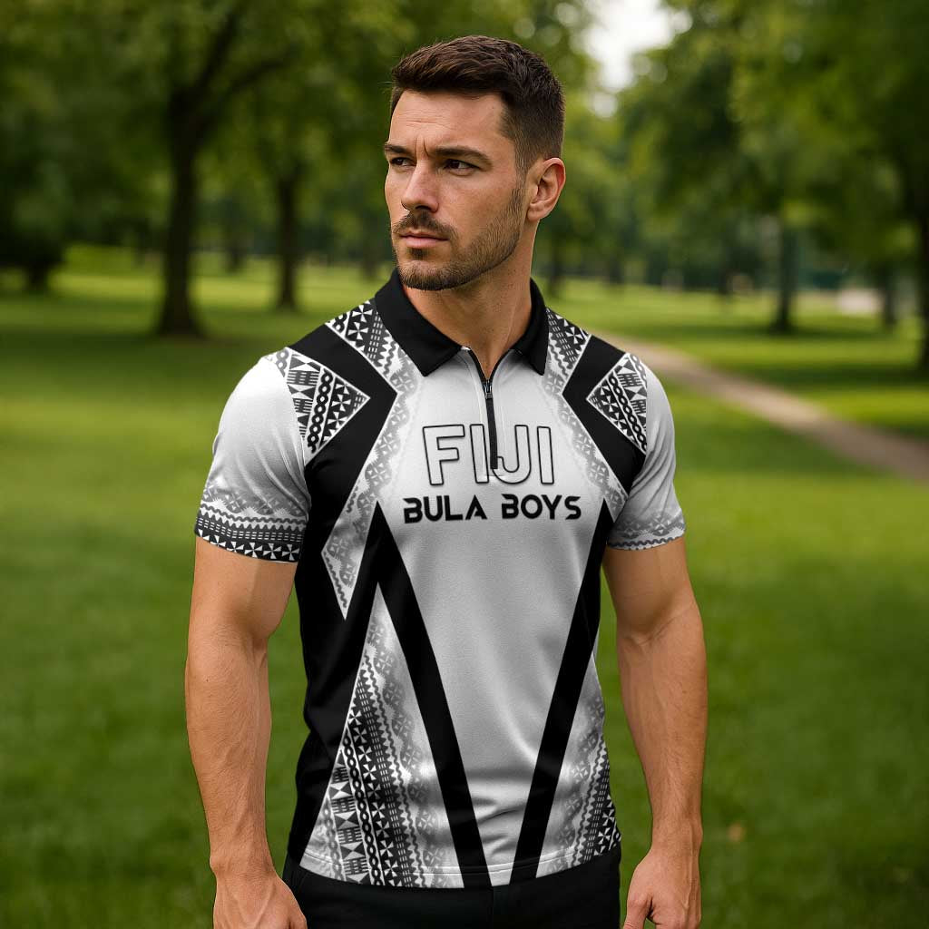 Custom Bula Fiji Football Zipper Polo Shirt Go Champions - Polynesian Pride