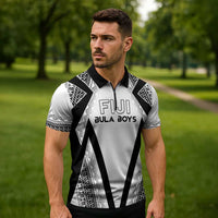 Custom Bula Fiji Football Zipper Polo Shirt Go Champions - Polynesian Pride