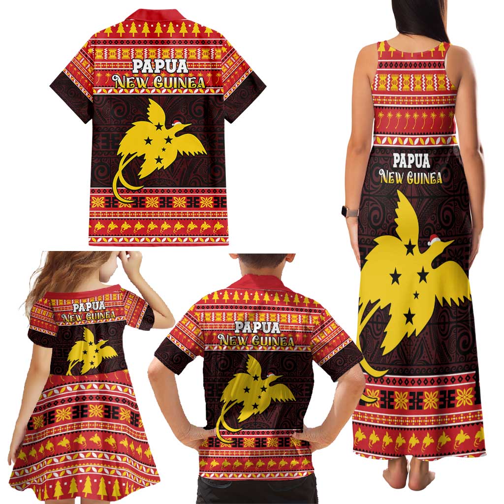 Papua New Guinea Christmas Family Matching Tank Maxi Dress and Hawaiian Shirt Santa Raggiana
