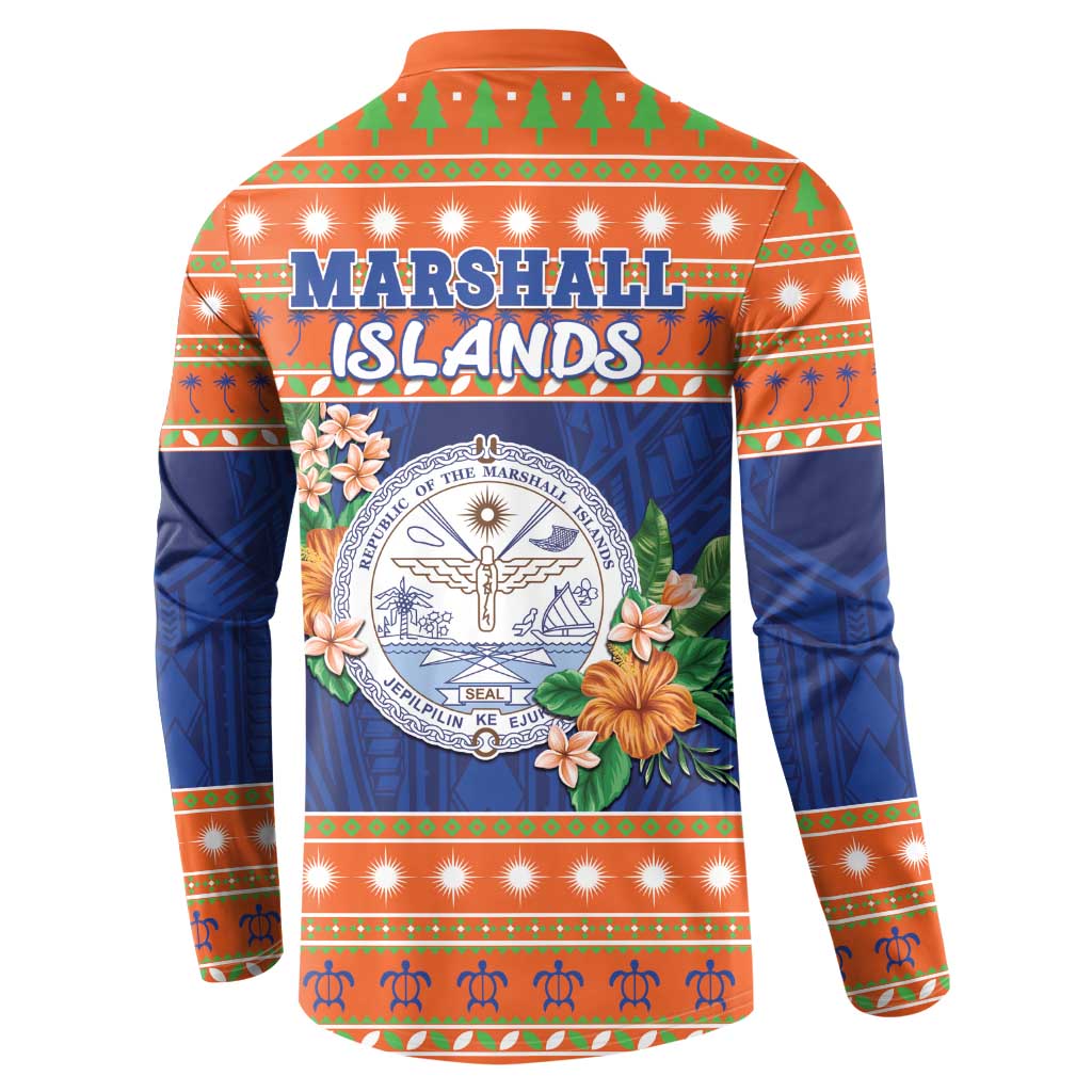Marshall Islands Christmas Button Sweatshirt Marshallese Seal Meddi Kirijmoj