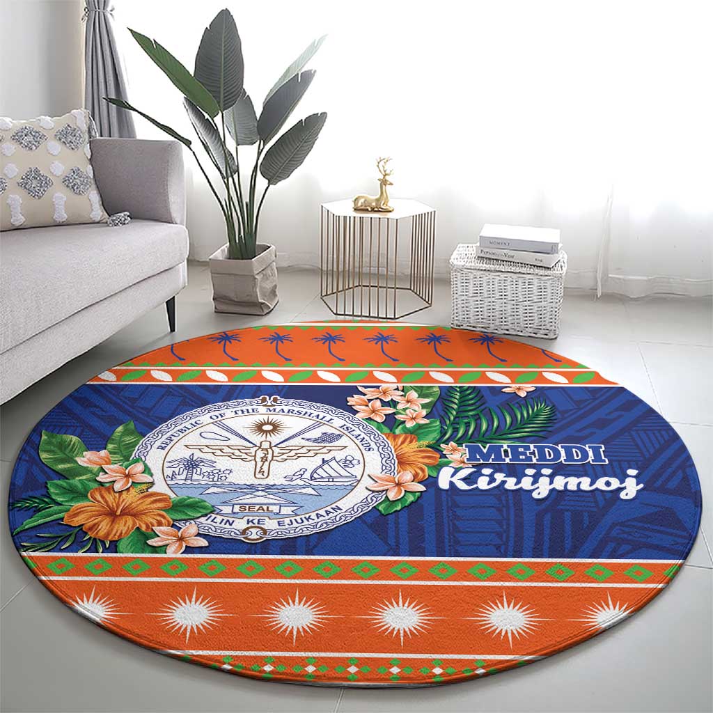Marshall Islands Christmas Round Carpet Marshallese Seal Meddi Kirijmoj