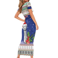 Northern Mariana Islands Christmas Short Sleeve Bodycon Dress Poinsettia Filis Pasgua