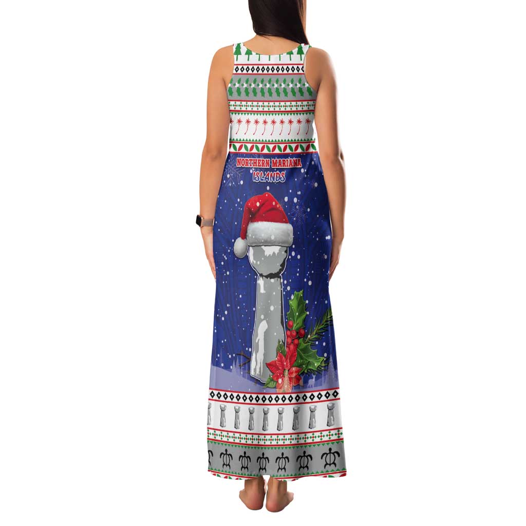 Northern Mariana Islands Christmas Tank Maxi Dress Poinsettia Filis Pasgua