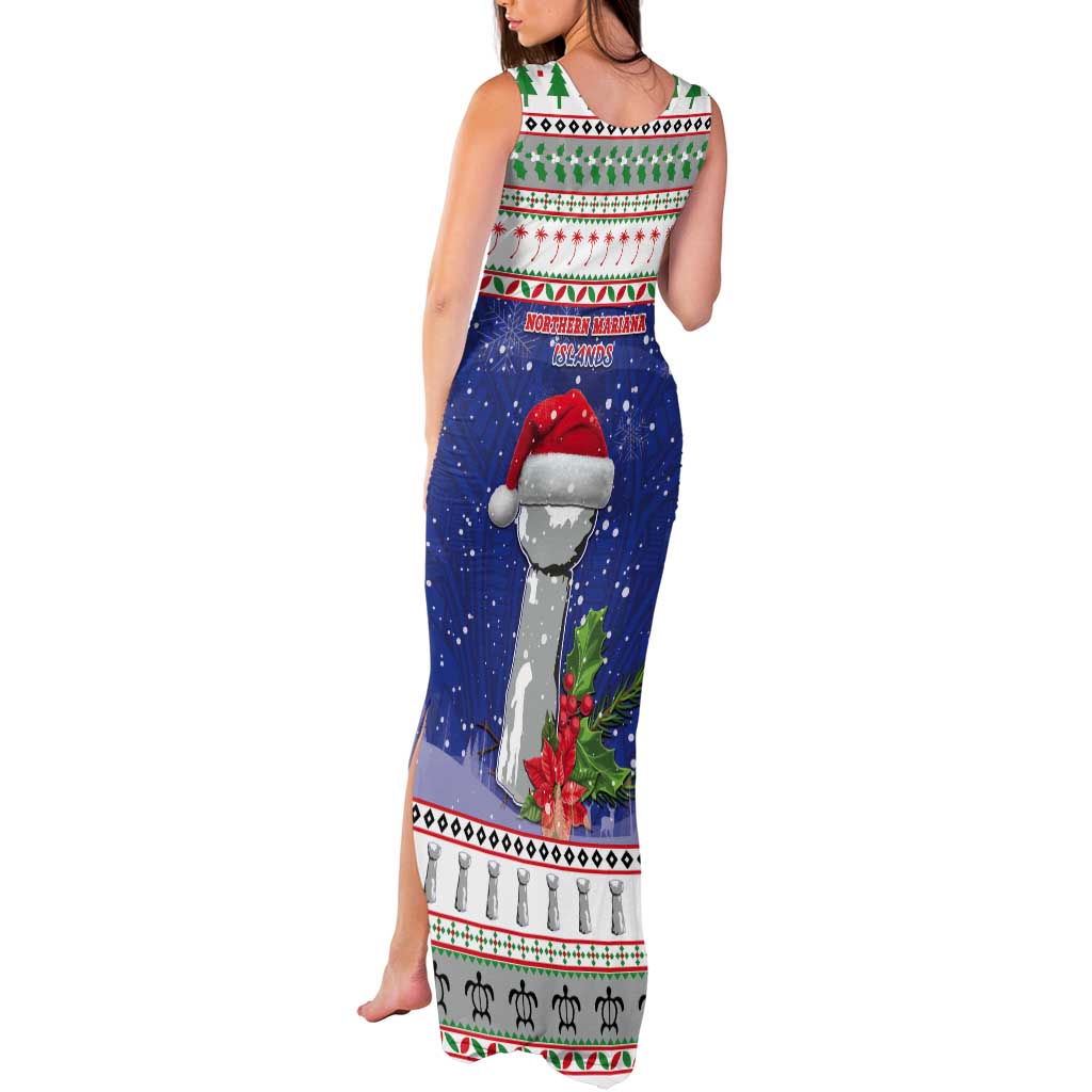 Northern Mariana Islands Christmas Tank Maxi Dress Poinsettia Filis Pasgua