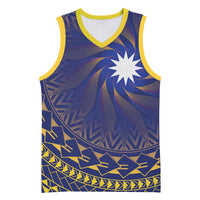 Nauru Angam Day Basketball Jersey Polynesian Tribal Pattern Unique Style - Polynesian Pride