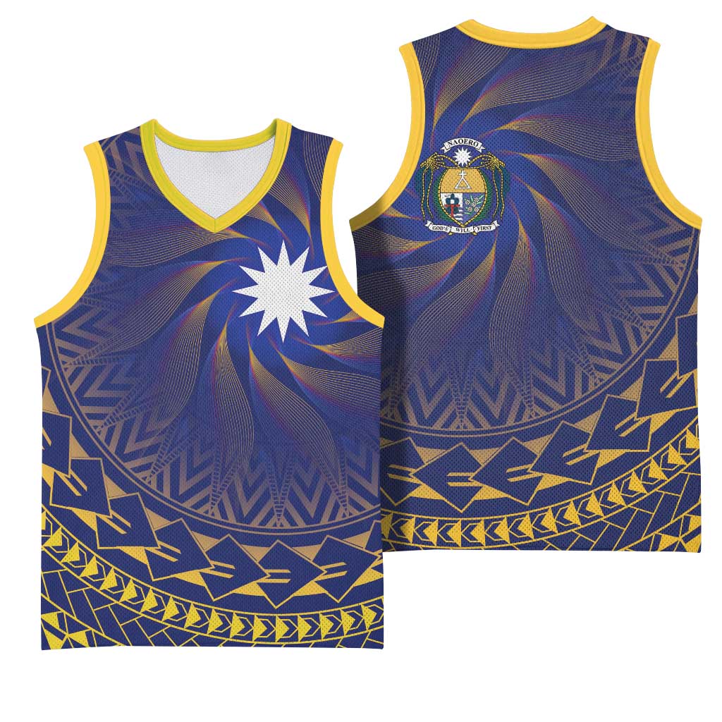 Nauru Angam Day Basketball Jersey Polynesian Tribal Pattern Unique Style - Polynesian Pride