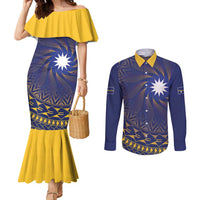 Nauru Angam Day Couples Matching Mermaid Dress and Long Sleeve Button Shirt Polynesian Tribal Pattern Unique Style - Polynesian Pride