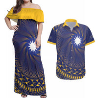 Nauru Angam Day Couples Matching Off Shoulder Maxi Dress and Hawaiian Shirt Polynesian Tribal Pattern Unique Style - Polynesian Pride